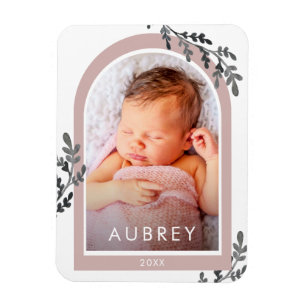 Íman Arch de Fotografia Simples Botânica Rosa e Script 