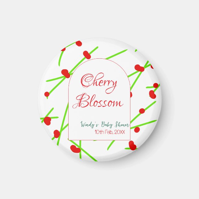 Íman Arch shape cherry blossom red green baby shower na (Frente)