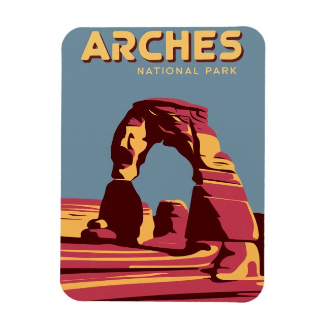 Íman Arches National Park Retro Viagem Art (Vertical)