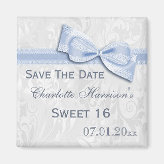 Íman Arco Branco Damask & Faux Sweet 16 Salve A Data