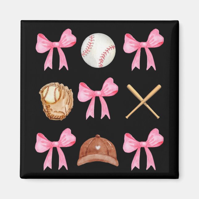 Íman Arco Coquette Baseball Mama Baseball Mãe Mães Da (Frente)