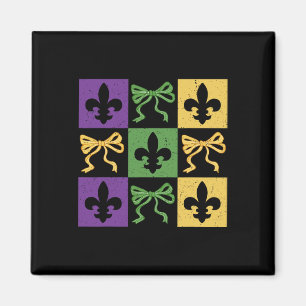 Íman Arco Coquette Checkered Fleur De Lis Mardi Gras Ca