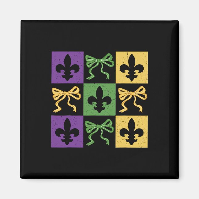 Íman Arco Coquette Checkered Fleur De Lis Mardi Gras Ca (Frente)