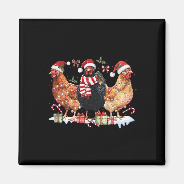 Íman Arco Coquette Chicken Christmas Hat Lights Fazenda (Frente)