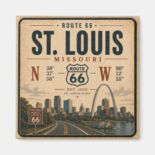 Íman Arco da Rota 66 de St Louis Coordenadas Lembrança