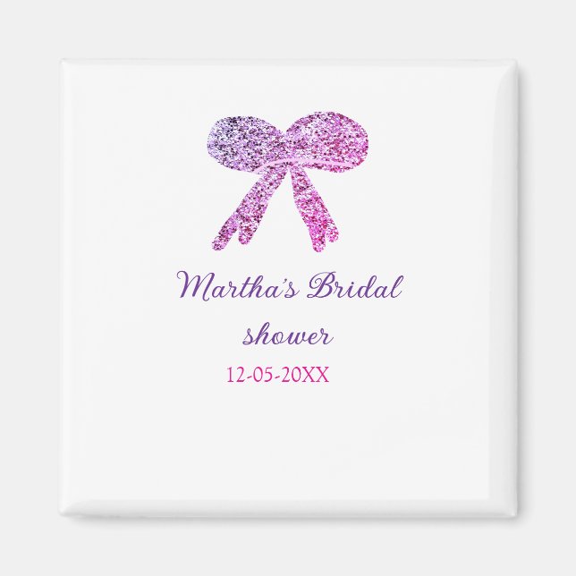 Íman Arco de casamento brilho glitter rosa roxo nome (Frente)