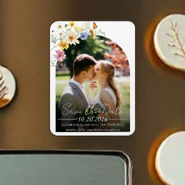 Íman Arco de flor selvagem | Boho Foto Salvar Data