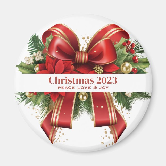 Íman Arco de Natal Festivo Vermelho e Dourado (Frente)