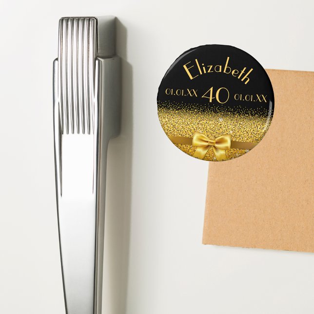 Íman arco elegante ouro aniversário de 40 anos preto (Criador carregado)