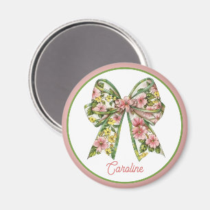 Íman Arco Floral Rosa e Verde Preppy Personalizado