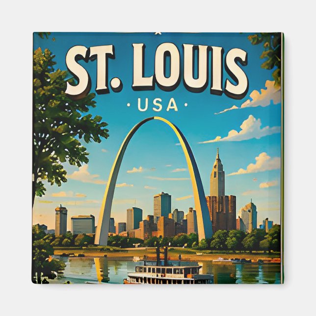 Íman Arco Gateway de St. Louis Missouri Lembrança (Frente)