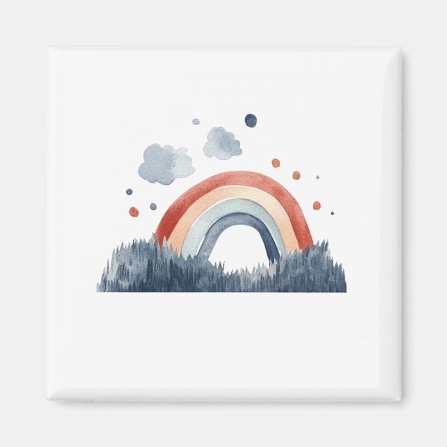 Íman Arco-íris Aquarela Boho (Frente)