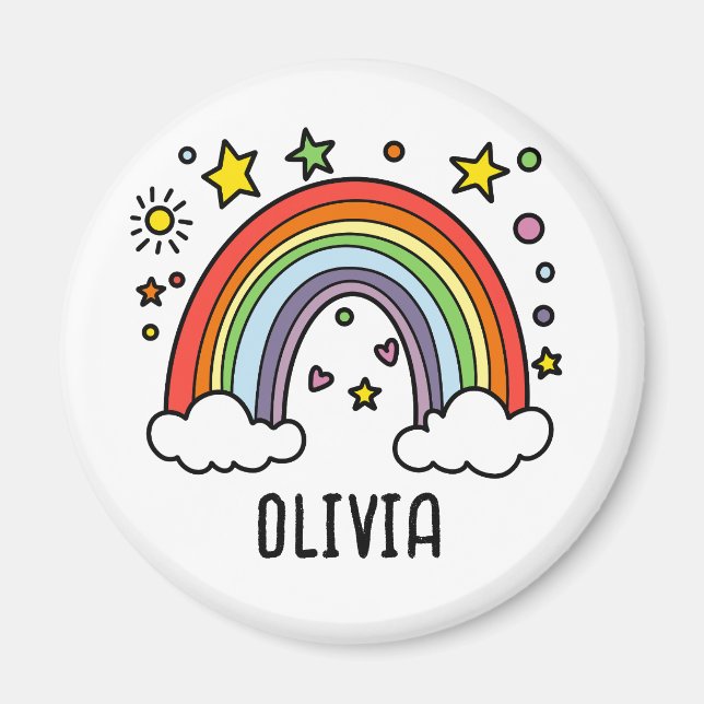 Íman Arco-íris Caprichoso Personalizado para Meninas (Frente)