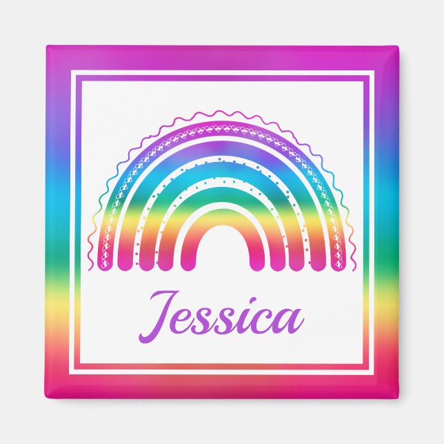 Íman Arco-Íris Colorido Boho (Frente)