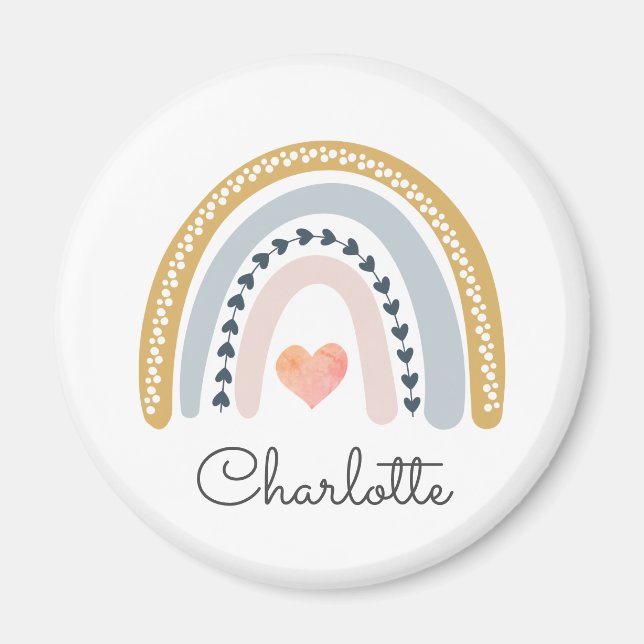 Íman Arco-Íris de Aquarela Personalizado Boho (Frente)