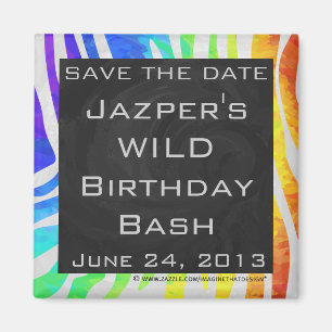 Íman Arco-íris do monograma da zebra e impressão bran