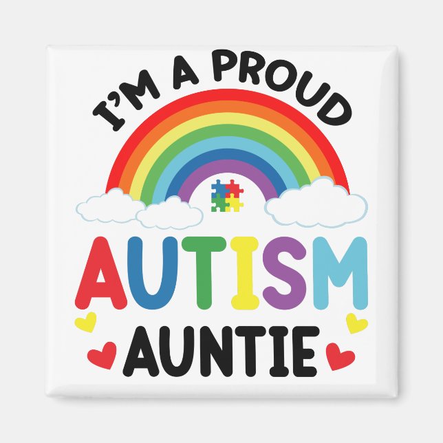 Íman Arco-íris Eu Sou Uma Tia Orgulhosa do Autismo Cons (Frente)