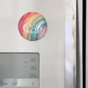 Íman Arco-íris Personalizado em Aquarela Fofa