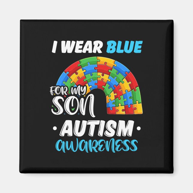Íman Arco-Íris Quebra-cabeça Autismo Eu Visto Azul Para (Frente)