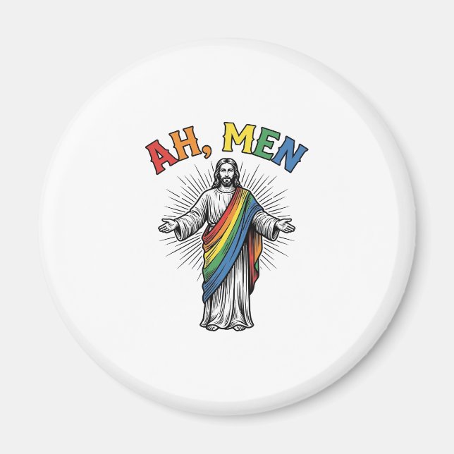 Íman Arco-íris Religioso Vintage Ah Homens (Frente)