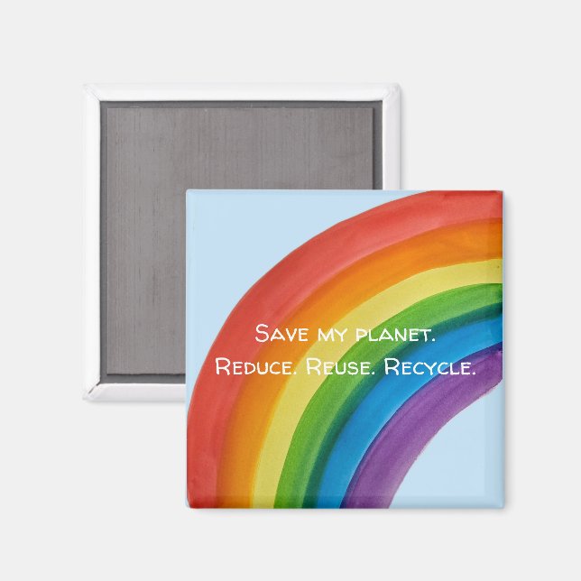 Íman ARCO-ÍRIS Salve meu planeta (personalizável) (Front/Back)