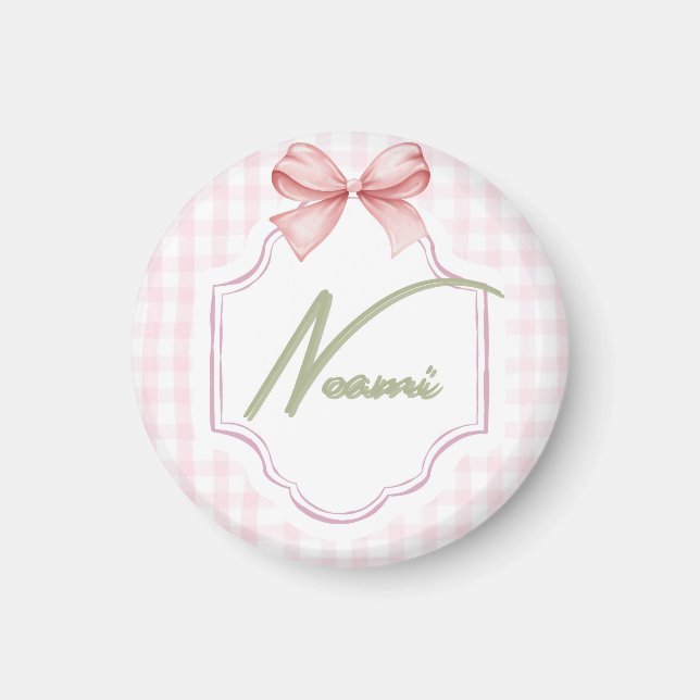 Íman Arco personalizado da Naomi Baby Girl & Gingham (Frente)