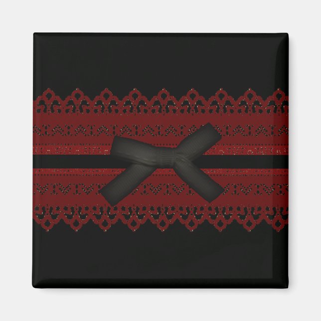 Íman arco Preto legal Steampunk Gótico Lace Vermelho (Frente)