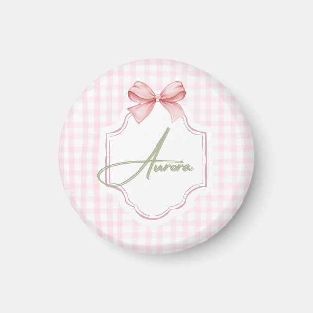 Íman Arco Rosa Personalizado Aurora e Impressão Gingham (Frente)