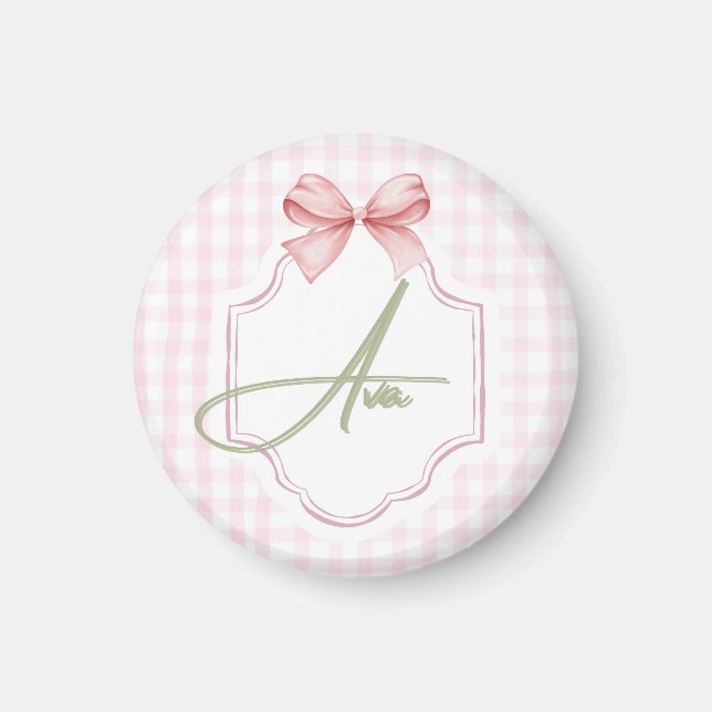 Íman Arco rosa personalizado Ava e Impressão Gingham (Frente)