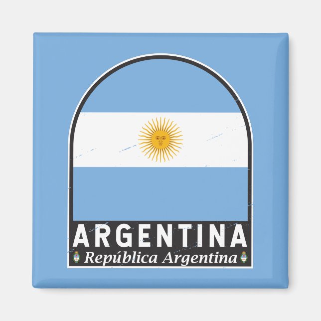 Íman Argentina Flag Emblem Distress Vintage (Frente)