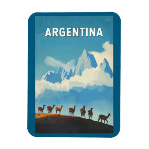 Íman Argentina Ilustração Viagem Art Vintage