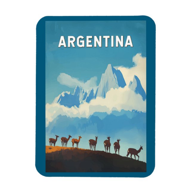 Íman Argentina Ilustração Viagem Art Vintage (Vertical)