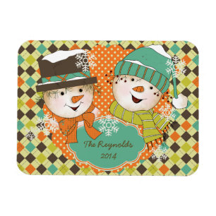 Íman Argyle Snowmen Foliday 2 Flexi Magnet Personalizad