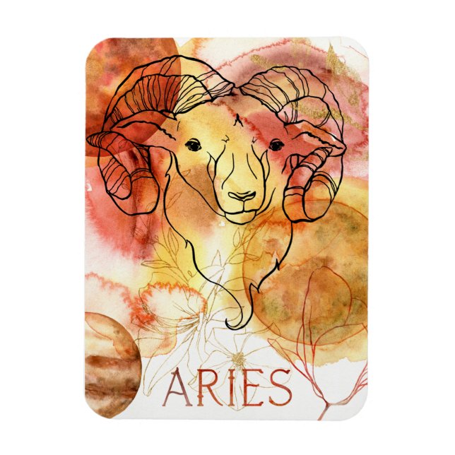 Íman Aria o carneiro zodiac astrologia dourado vermelho (Vertical)
