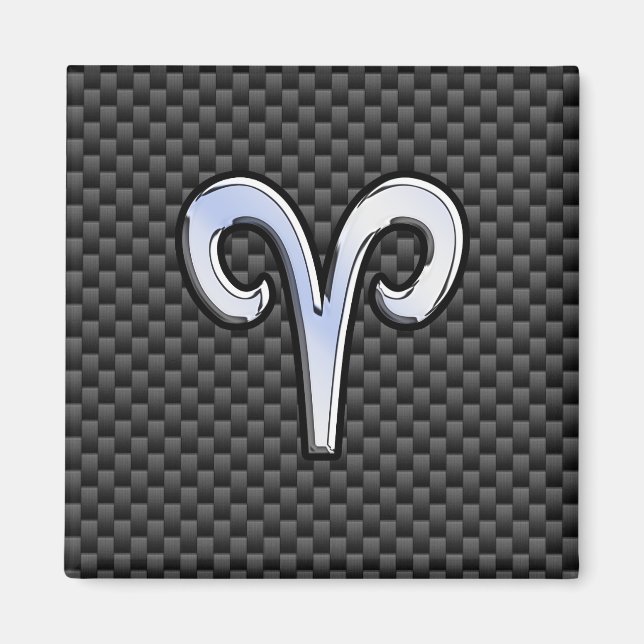 Íman Aries Símbolo Zodíaco Decor de Fibra de Carbono Pr (Frente)