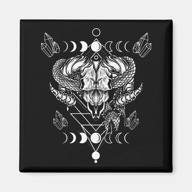 Íman Aries Skull Wicca Occulcent Moon Witchcraft (Frente)