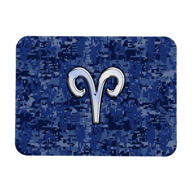Íman Aries Zodiac - Sinal no Marinho Blue Digital Camo (Horizontal)