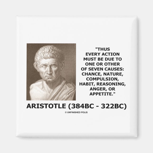 Íman Aristóteles Cada Ação Uma Das Sete Causas Citação (Frente)