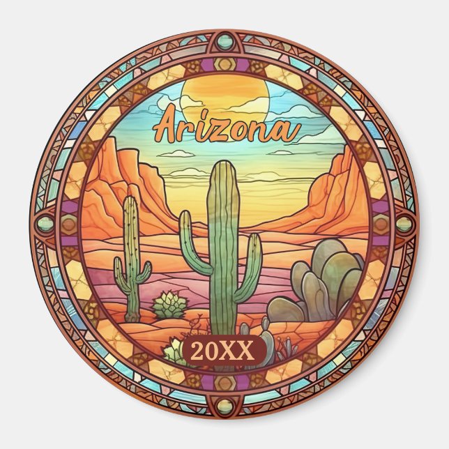 Íman Arizona Desert Cactus Watercolor (Frente)