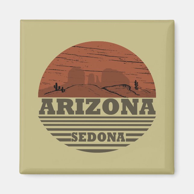Íman Arizona Sedona paisagem vintage az retro (Frente)