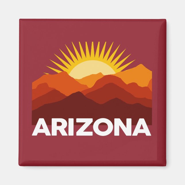 Íman Arizona Vintage Retro Sunset Mountain Red (Frente)