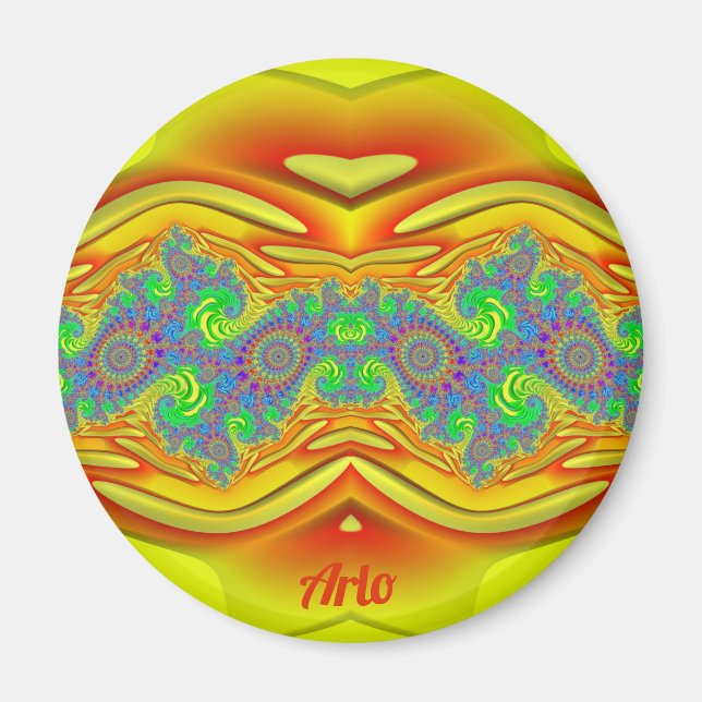 Íman ARLO ~ Amarelo, laranja e azul ~ Design impression (Frente)