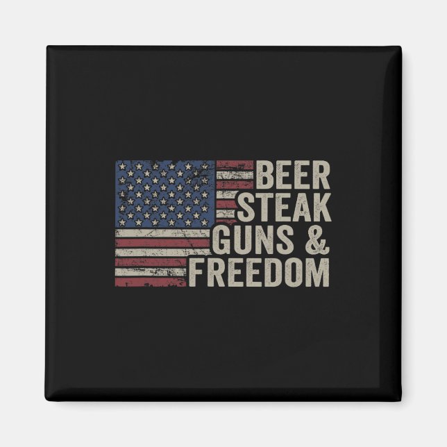 Íman Armas De Cerveja E Liberdade - 4 De Julho Dos Eua  (Frente)