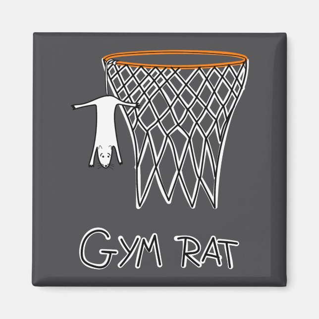 Íman Aro de Basquete Rato de Academia Engraçado (Frente)