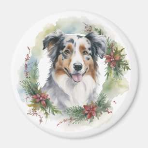 Íman Aro de Natal do Pastor Australiano Cão Festivo