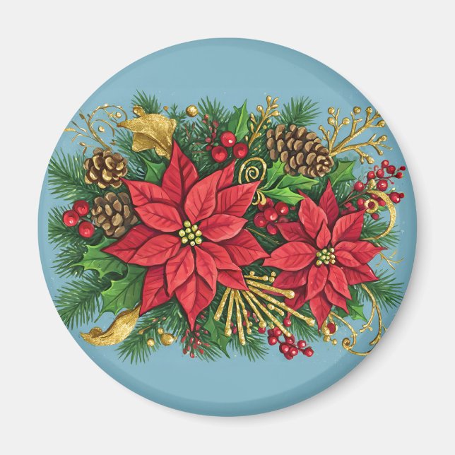 Íman Arranjo Floral Colorido para o Natal (Frente)