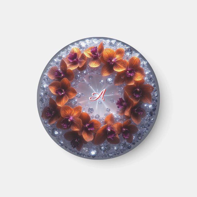 Íman Arranjo Floral Elegante com Orquídeas (Frente)