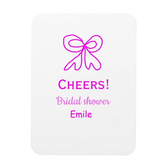 Íman Arranjo roxo rosa para chá de noiva com nome  (Vertical)