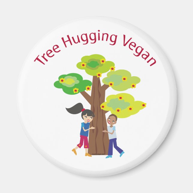 Íman Arraste de Vegan para Hugging em Árvore (Frente)