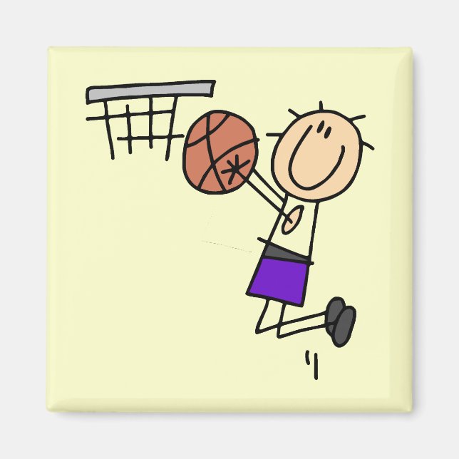 Íman Arremesso de Basquete - Camisetas Roxas e Presente (Frente)